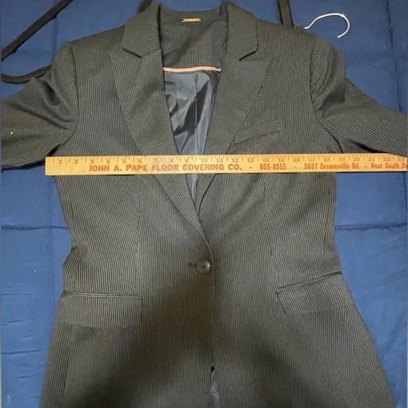 Mango Black Pink Pinstripe Suit Blazer Size 8 Career Business Jacket - Picture 6 of 11